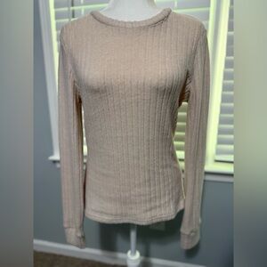SHEIN Beige Ribbed Sweater
